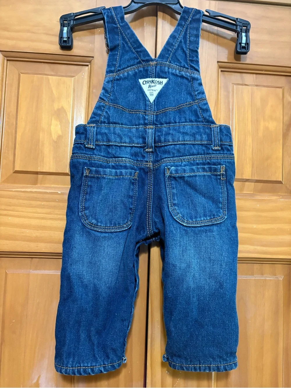 OshKosh B'gosh Flannel Lined Blue Denim Overalls for Baby GirlSize 6 Months EUC